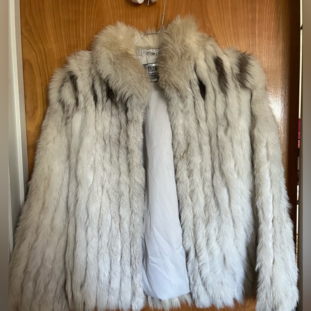 SAGA FOX Wilson Blue Fox and other Fur Coat Jacket 3 Tones Size S